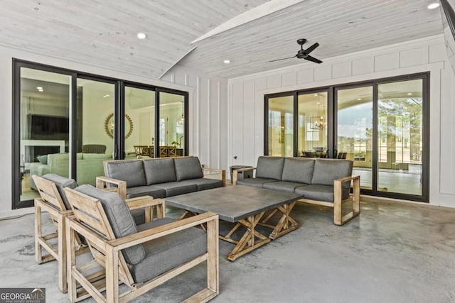 view of patio / terrace with a ceiling fan and an outdoor hangout area