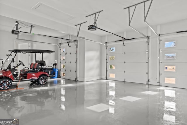 garage with a garage door opener