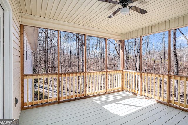 wooden terrace with ceiling fan