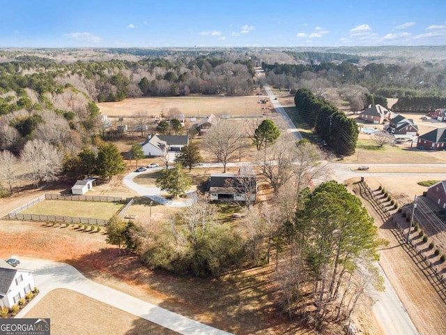 aerial view with a rural view