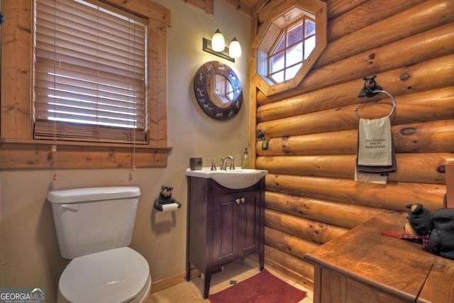 381 Morley Ct, Ellijay, GA 30540 - bathroom featuring log walls and vanity