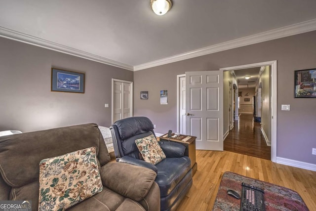 520 Camp Perrin Rd, Lawrenceville, GA 30043 - living area with light wood-style floors, baseboards, and crown molding