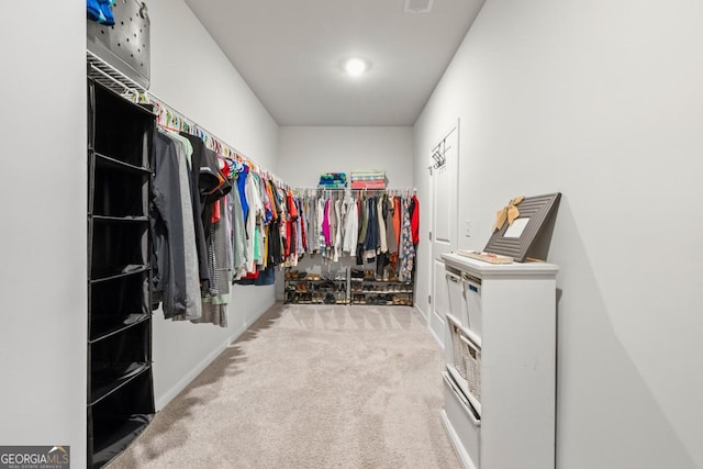 walk in closet featuring carpet