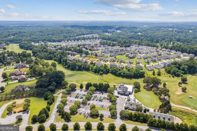 aerial view featuring a residential view and golf course view