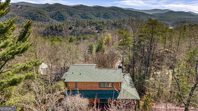 aerial view featuring a mountain view