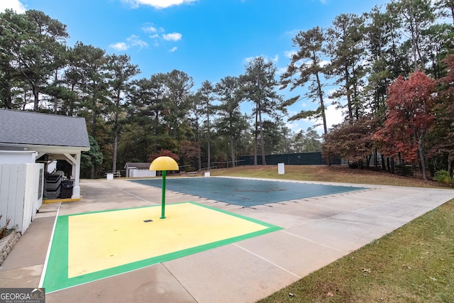 community pool with fence