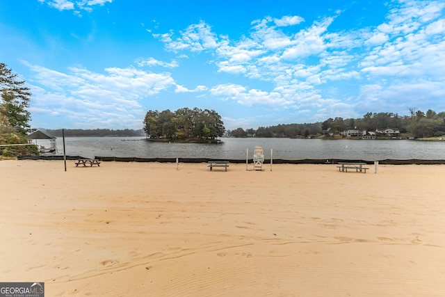 view of community featuring a water view