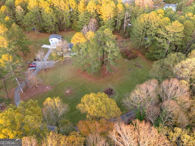 aerial view with a forest view