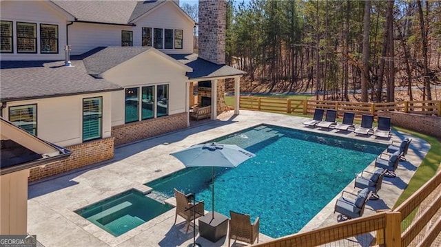 6326 Point Twenty Two, Gainesville, GA 30506 - view of swimming pool with a fenced in pool, a patio, an in ground hot tub, and fence