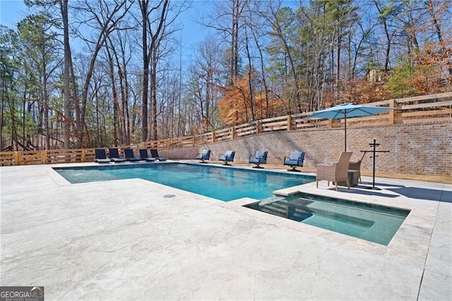 6326 Point Twenty Two, Gainesville, GA 30506 - view of pool featuring a patio, a fenced backyard, and a pool with connected hot tub
