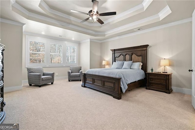 6326 Point Twenty Two, Gainesville, GA 30506 - bedroom with baseboards, a raised ceiling, carpet floors, and ornamental molding