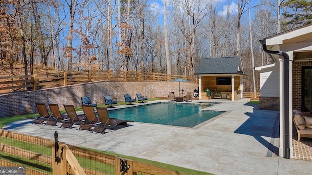6326 Point Twenty Two, Gainesville, GA 30506 - view of pool featuring a fenced in pool, a patio, an outbuilding, and a fenced backyard