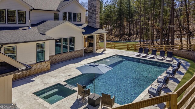 6326 Point Twenty Two, Gainesville, GA 30506 - view of pool with an in ground hot tub, fence, a fenced in pool, and a patio area