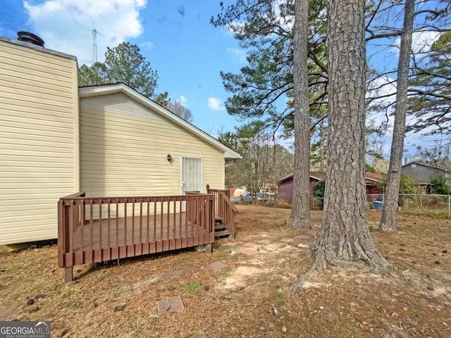 view of yard with a deck