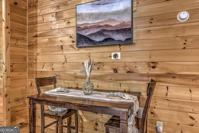 interior space with wooden walls