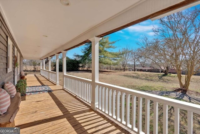 deck featuring covered porch