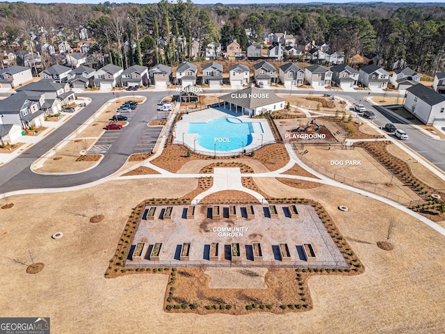 aerial view featuring a residential view