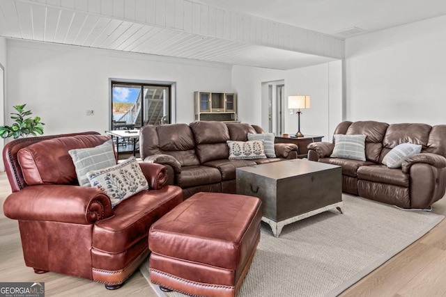 living area with light wood finished floors