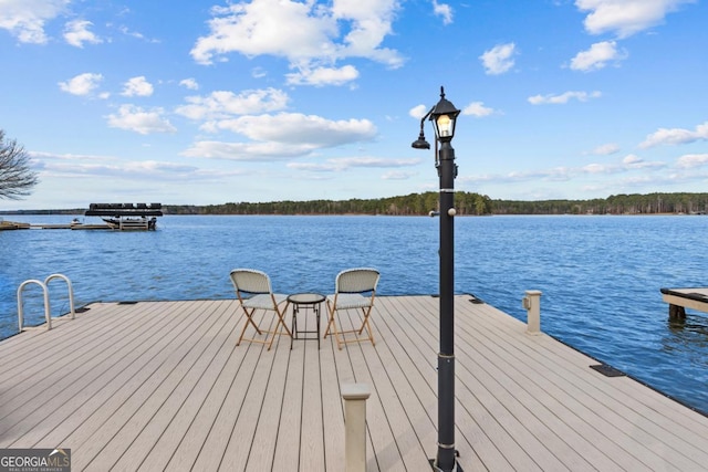 dock area featuring a water view