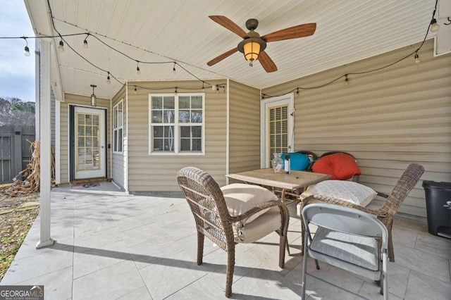 view of patio with a ceiling fan