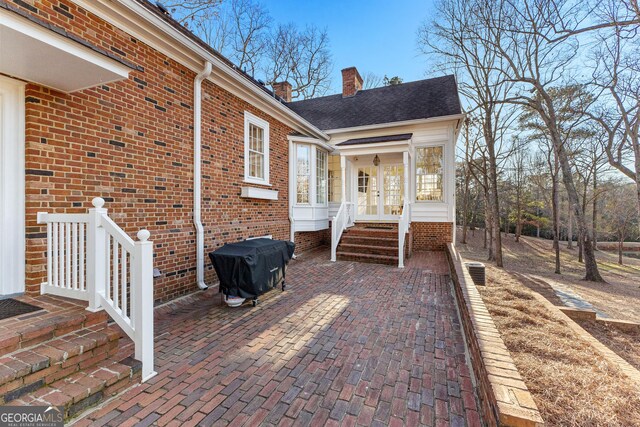 view of patio with area for grilling