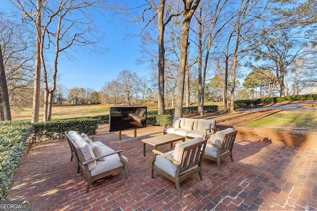 view of patio with an outdoor hangout area