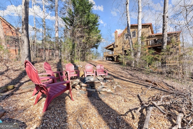 view of yard with a deck