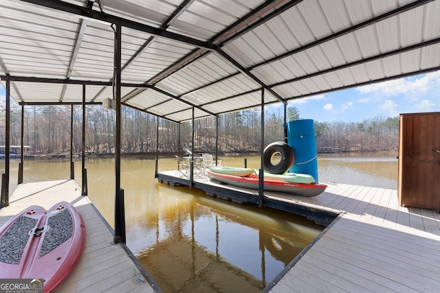 view of dock featuring a water view