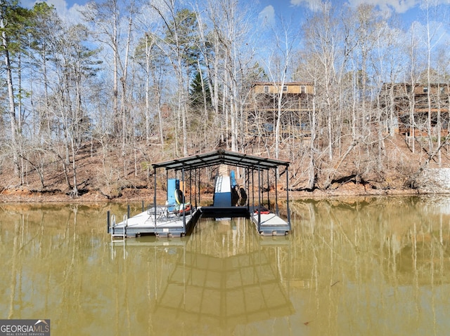 view of dock featuring a water view