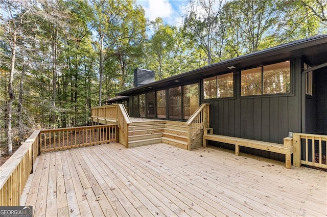 deck featuring a sunroom