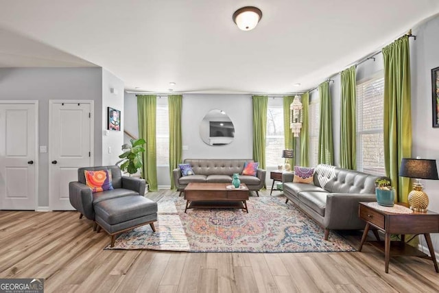 living area with light wood finished floors