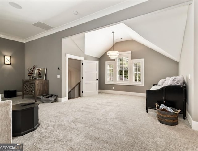 9370 Raldon Rd, Gainesville, GA 30506 - living area featuring carpet and vaulted ceiling