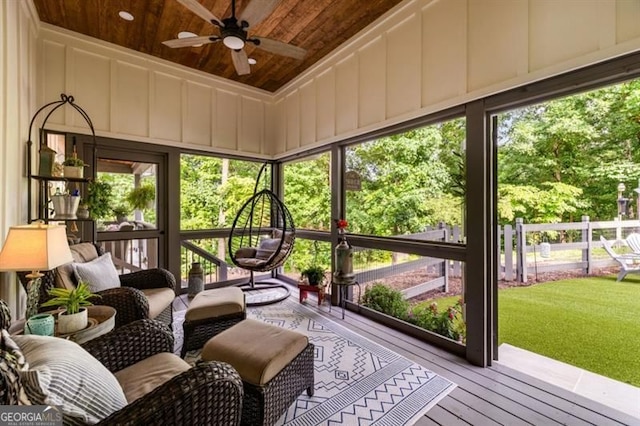 9370 Raldon Rd, Gainesville, GA 30506 - sunroom / solarium featuring a ceiling fan and healthy amount of natural light