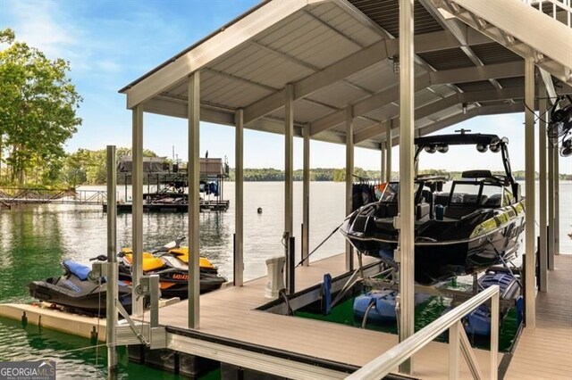 9370 Raldon Rd, Gainesville, GA 30506 - dock featuring boat lift and a water view