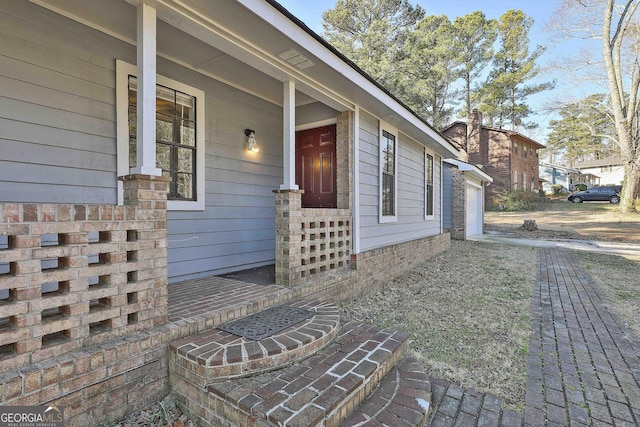 exterior space featuring a garage