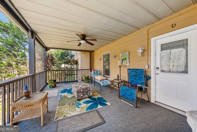 view of patio with a ceiling fan