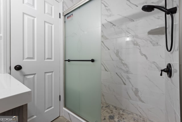 bathroom featuring a stall shower