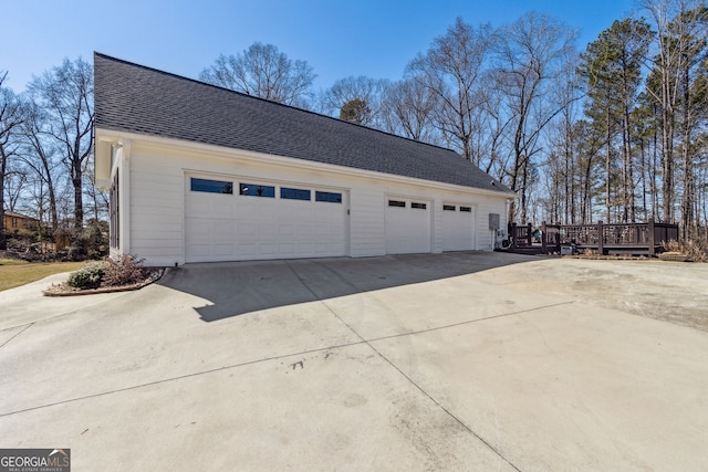 view of detached garage