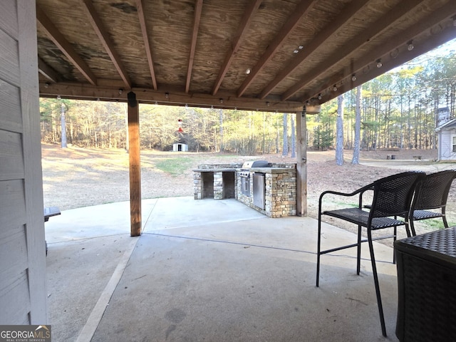 view of patio featuring exterior kitchen