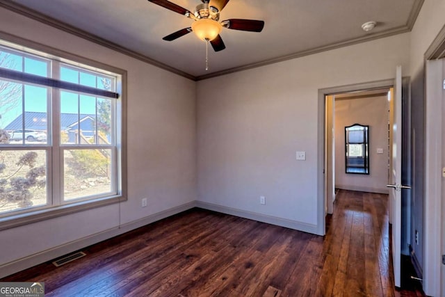 537 Mill Ridge Rd, Hiawassee, GA 30546 - spare room featuring ornamental molding, dark wood-type flooring, plenty of natural light, and baseboards