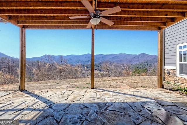 537 Mill Ridge Rd, Hiawassee, GA 30546 - view of patio with a mountain view and a ceiling fan