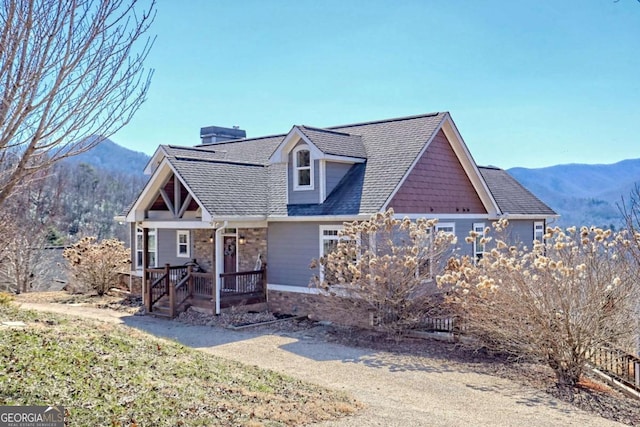 537 Mill Ridge Rd, Hiawassee, GA 30546 - view of front of house with stone siding and a mountain view