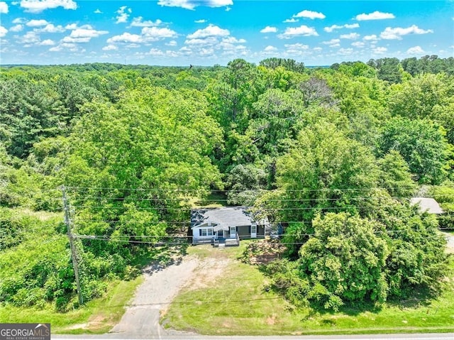 bird's eye view with a view of trees