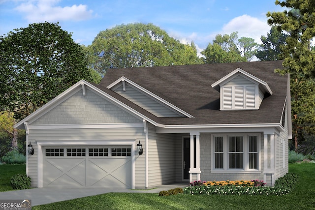 view of front of property with a garage and roof with shingles