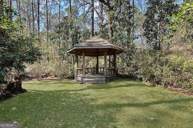 view of yard with a gazebo