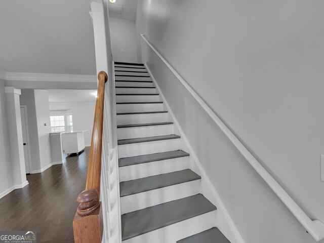 1235 Park Pass Way, Suwanee, GA 30024 - stairs featuring visible vents, baseboards, and wood finished floors