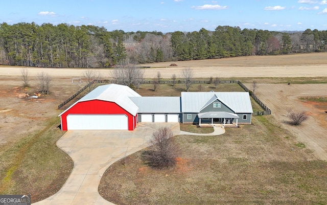 aerial view featuring a forest view