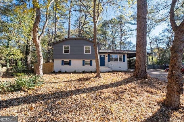 view of front of property with fence