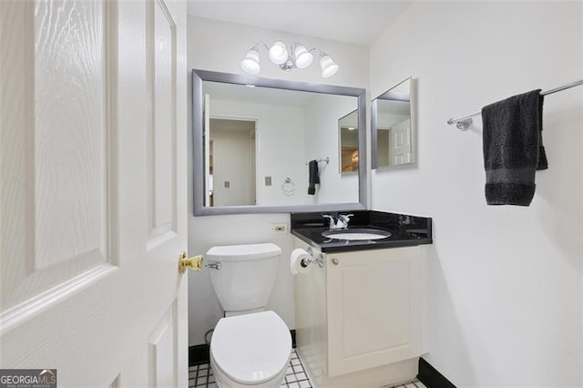 half bathroom featuring toilet and vanity