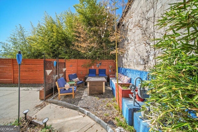 view of patio featuring a fenced backyard